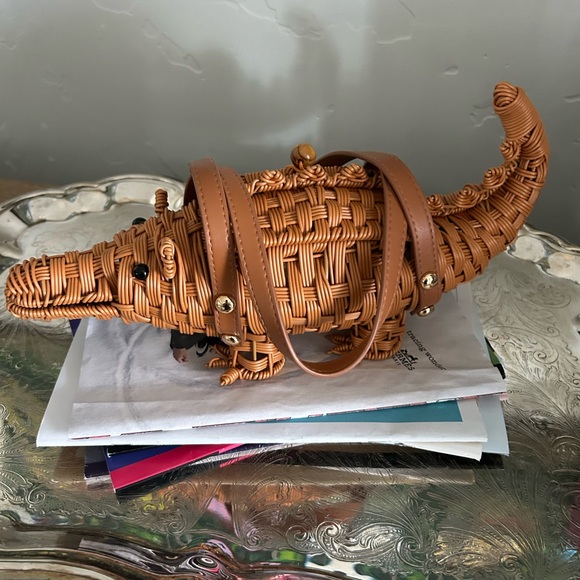Tommy Bahama Tan Woven Alligator Mini Bag - Picture 5 of 9